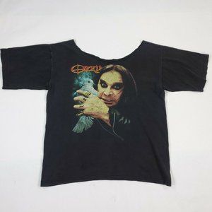 Large Faded Ozzy Osbourne Dove T Shirt 2-Sided Double-Sided Collar Cut Out